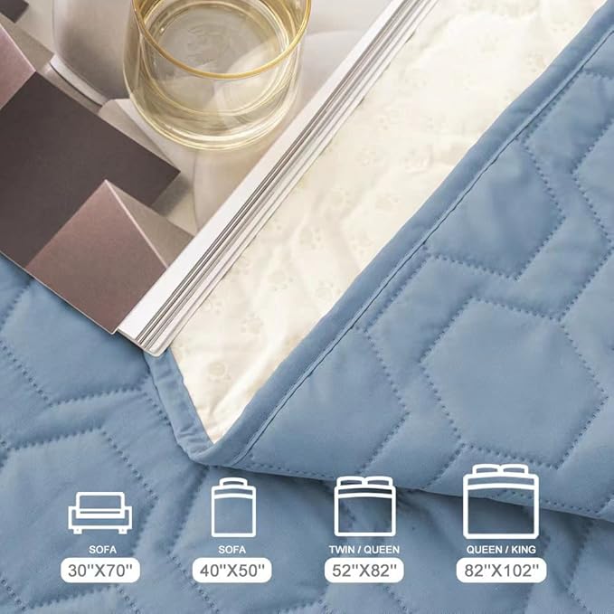 Tcksstex Waterproof and Anti-Slip Dog Bed Cover and Pet Blanket Sofa Pet Bed Mat ，car Incontinence Mattress Protectors Furniture Couch Cover for Most Cats Dogs, Pets（82x102-Stoneblue）