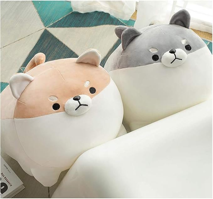EHOTONG Shiba Inu Dog Plush Pillow, Corgi Stuffed Animal Plush Toy Hug Pillow Gifts for Girl Boy (Gray, 19.6in)