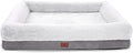 WINDRACING Orthopedic Dog Bed for Extra Large Dogs, Bolster Sides Dogs Sofa Bed with Removable Washable Cover & Non-Skid Bottom, Soft Pet Bed with Egg Foam Dog Couch for Sleeping, 46 x 30 Inch, Gray