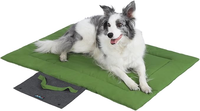 Outdoor Foldable Dog Mat Durable Teflon-Coated Oxford Material Waterproof Thin Dog pad Travel-Friendly Machine Washable Design for Camping/Car (Green, Large (51.2 * 36.6 * 2 in))