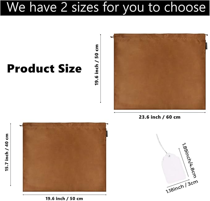 10 Pack Dust Bags for Purses and Handbags, Silk Dust Cover Storage Bag with Drawstring Travel Storage Pouch for Handbag Purse Shoes Boots (Brown, 23.6 × 19.6 in)