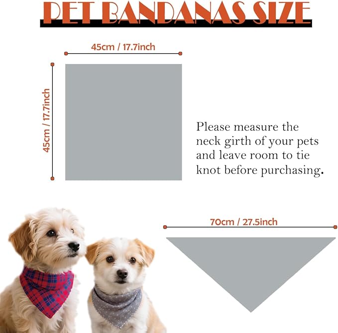 Pemilosci Double Layers Two Tones Dog Cotton Square Bandana Bibs Scarf Kerchief for Small Medium Dogs Boy or Girl - DCB25 B&G