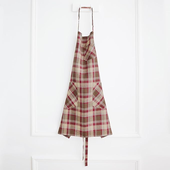 Solino Home Linen Bib Apron for Men & Women - 33 x 30 Inch Kitchen Apron with Front Pockets - Handcrafted from European Flax