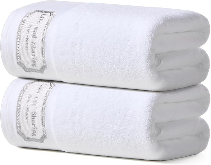 REDKISS 35"x70" Luxury Bath Sheets Towels Set of 2, 100% Cotton & 700 GSM,Ultra Soft & Highly Absorbent Bath Towels Set,Perfect for Bathroom,Spa and Hotel-White