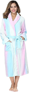 RONGTAI Womens Bathrobe Ladies Fleece Plush Warm Long Robes Fleece Nightgown Sleepwear