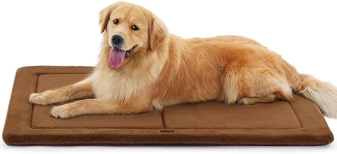 MADE 4 PETS Dog Crate Pad Bed for Large Dogs, Washable & Reversible, Anti-Slip Kennel Mat for Cozy Sleeping, Soft Fluffy Dog Bed for Indoor & Outdoor Use, 44"x32", Brown