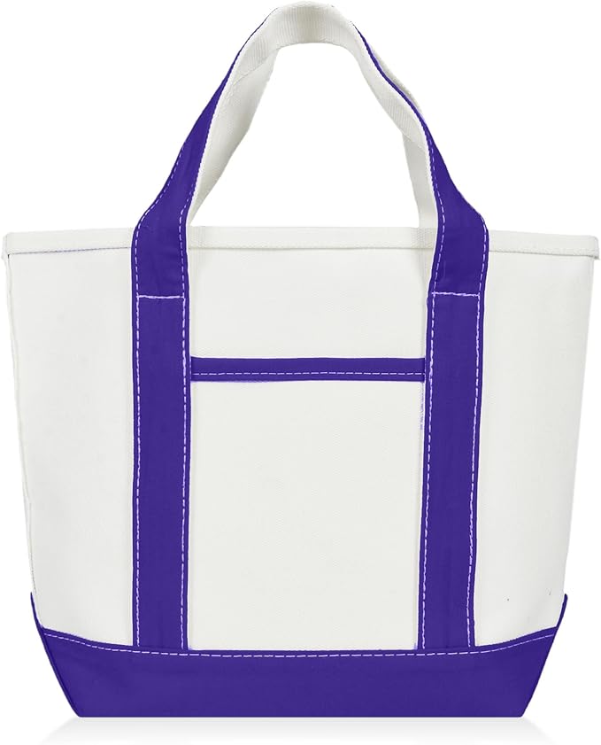 DALIX 14" Mini Small Cotton Canvas Party Favor Wedding Gift Tote Bag in Purple