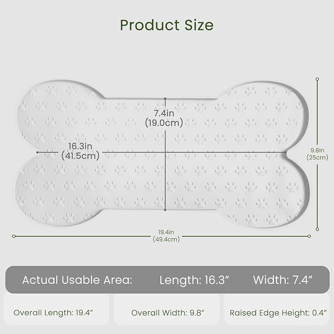 PWTAA Dog Food Mat Anti-Slip Silicone Dog Bowl Mat Thicker Pet Placemat Waterproof Cat Feeder Pad with Raised Edge Puppy Kitten Feeding Mats Suitable Small Medium-Sized Dogs Cats Eating Tray