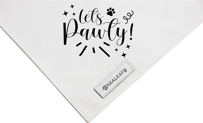 Realeaf Lets Pawty Dog Bandana,Wedding Birthday Party Outfit for Boy and Girl, Premium Durable Fabric, Engagement Announcement for Large and XLarge Dogs (Small)