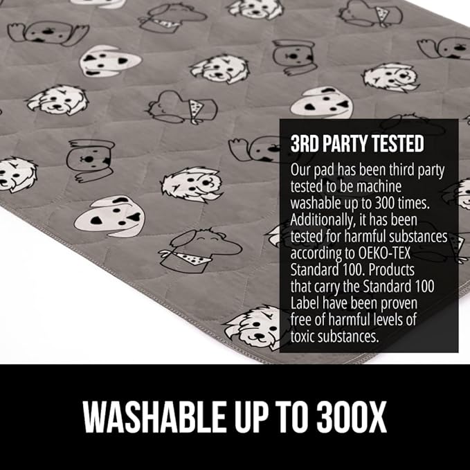 GORILLA GRIP Washable Puppy Pads, 46x28, Slip Resistant Dog Crate Mat, Waterproof Cloth Pee Pad for Training Puppies in Playpen, Reusable Pet Incontinence Blanket, Protects Sofa, Dog Faces