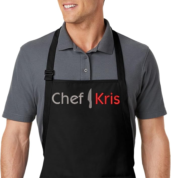 Custom Apron with Embroidered Name. Premium Quality Custom Aprons for Men and Women - Cooking, Baking, Grilling