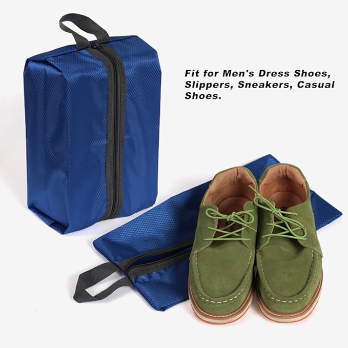 Bellcon Washable Shoe Bags for Travel, 4 Pack Blue, Nylon and Oxford Fabric, Zipper Closure