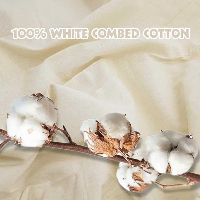 Cotton Fabric: 63 inch x 2 Yards Unbleached Muslin Linen Fabric Perfect for Sewing, Apparel, and Craft（Natural