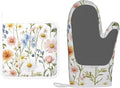 Oven Mitts and Potholders Colorful Flowers Silicone Glove Heat Resistant, Kitchen Gloves for Cooking, 2-Piece Set