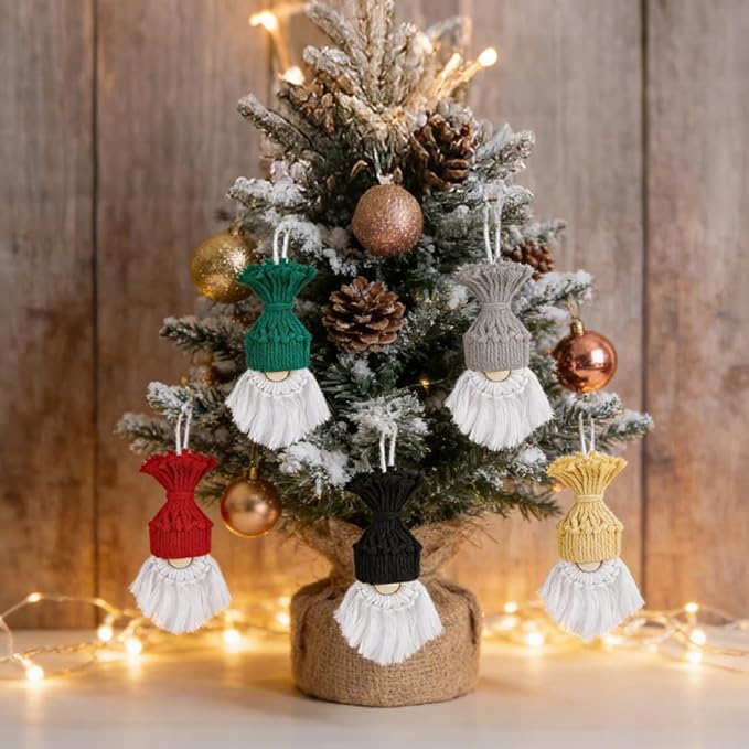 AHANDMAKER 10 Sets DIY Macrame Christmas Gnomes Santa Claus Kit Macrame Christmas Craft Gnomes Santa Claus Supplies for Wall Christmas Tree Party Hanging Decor Ornaments Unique Xmas Gift