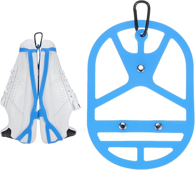 TIXIPEM Shoe Holster for Backpack [1SET] - Elastic Silicone Footwear Holder with Clip Use for Travel & Outdoors & Sports - [Sapphire Blue-M] Hang Extra Shoes Cleats Boots