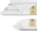 100% Cotton Percale 6-Piece Bedding Bundle- 4 Pieces Sheet Set + 2 Pieces of Pillowcase, Crisp and Cool Strong Bed Linen Queen, White