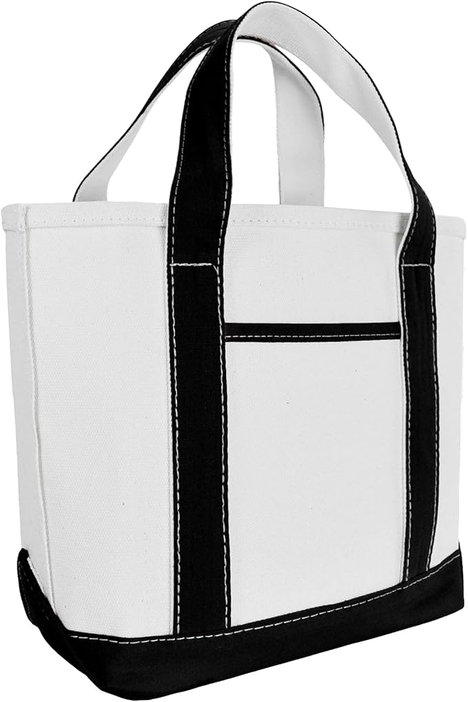 DALIX 14" Mini Small Cotton Canvas Party Favor Wedding Gift Tote Bag in Black