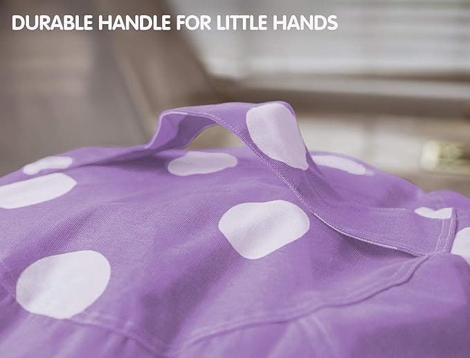 WEKAPO Stuffed Animal Storage Bean Bag Chair Cover for Kids | Stuffable Zipper Beanbag for Organizing Children Plush Toys Large Premium Cotton Canvas (Purple Dot, XX-Large)