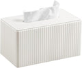 MEIBOOCH Extra Large Tissue Box Cover for Standard Size 180 to 230 Count Box of Tissues, PU Leather Rectangle Tissue Holder with Magnetic Closure (Ivory)