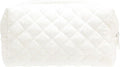 PAZIMIIK Vintage Quilted Makeup Bag Cosmetic Pouch for Brushes Pencils and Travel Make Up Accessories for Women and Girls White