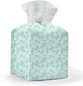 Tissue Box Cover, Tissue Box Holder, Square with Belt Bottom, PU Leather Decorative Organizer for Desk, Tabletop, Countertop Bathroom, Toilet Car, Office, Dresser Bedside, Aesthetic Wildflowers Decor