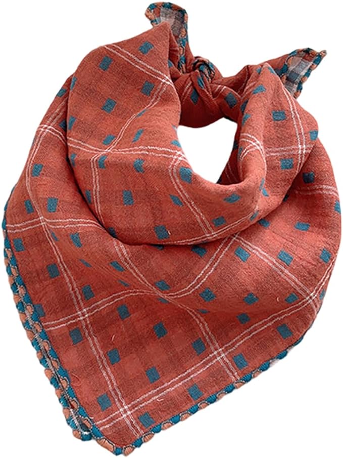 Pemilosci Double Layers Two Tones Dog Cotton Square Bandana Bibs Scarf Kerchief for Small Medium Dogs Boy or Girl - DCB03 O&B