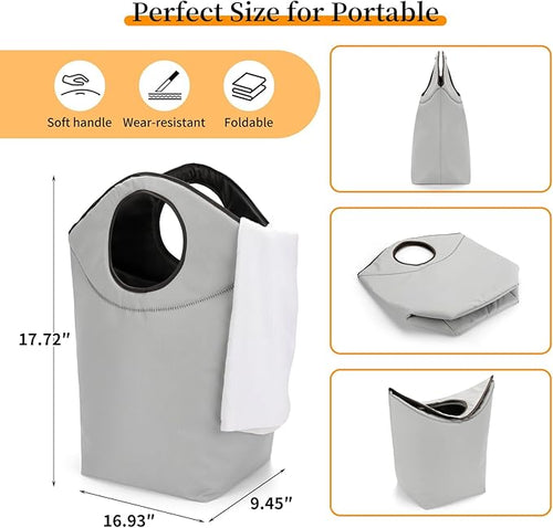 46L Foldable Storage Hamper Bag with Soft Padded Handle, Multi-Purpose Oxford Fabric Laundry Basket, Collapsible Storage Bag for Home, Bedroom, Dormitory, Travel & Outdoor