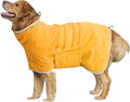 HhiMyOct Dog Robe - Fast Drying Towel - Microfiber Super Absorbent Pet Bathrobe, Adjustable Collar & Belly Strap (Yellow, X-Large)