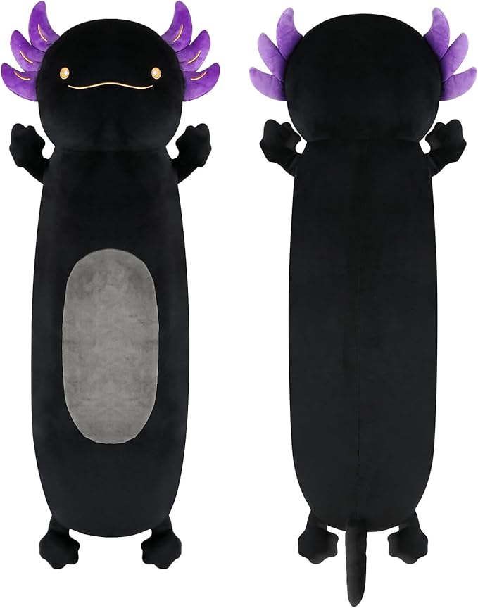 Dalmao 22inch Black Axolotl Stuffed Animal, Soft Long Pillow Doll Cute Axolotl Plush Body Pillow Plushies Toy Gift for Kids, Boys Birthday, Halloween, Christmas