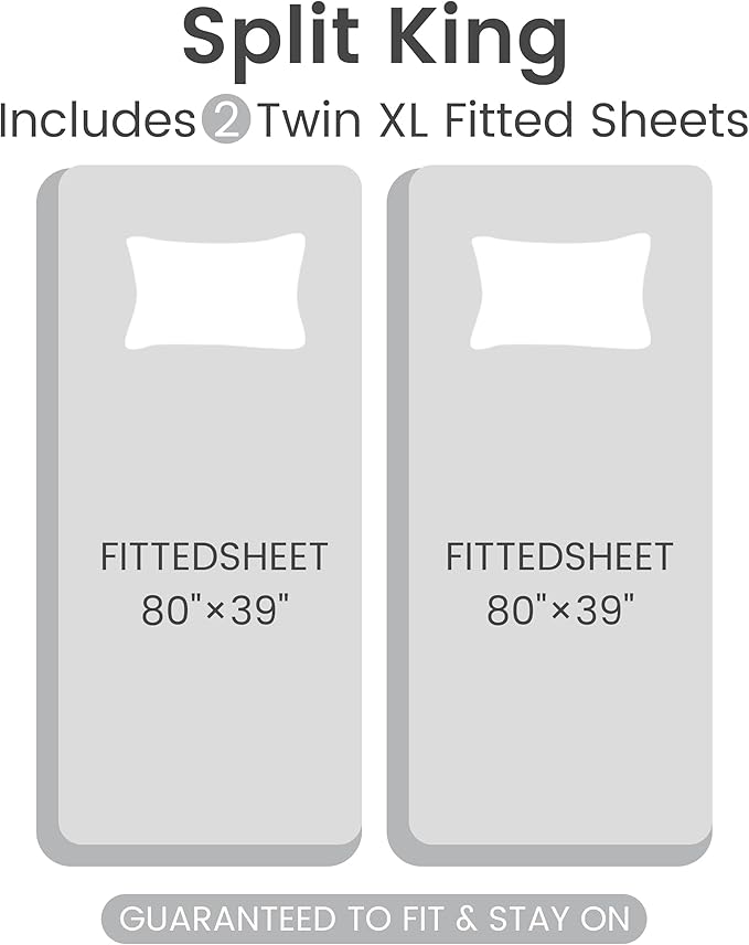 Simple&Opulence Belgian Linen Sheet Set Solid Color - 5 Pieces (1 Flat Sheet, 2 Fitted Sheets & 2 Pillowcases) Natural Flax Cotton Blend Soft Breathable Farmhouse Bedding - Split King Size, Grey