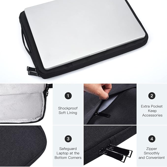 Laptop Sleeve for 14 inch New MacBook Pro M5/M4/ M3/ M2/ M1 Pro/Max A3434 A3112 A3401 A3185 A2918 A2992 A2779 2025-2021,Carrying Case Bag with Accessory Pocket, Black
