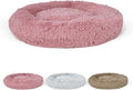 BOWHAUS 24/30 Inch Calming Donut Pet Bed for Small/Medium Cats and Dogs, Anti-Slip Bottom, Washable, Anti-Anxiety Fluffy Round Cat Bed, Indoor Shaggy Cuddler Cotton Candy Brown, Light Gray, Pink Bed