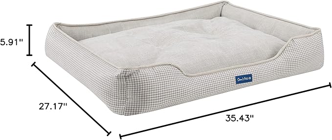 Sam's Pets Arlo Orthopedic Brown Plaid Dog Bed with Soft Fabric, Easy Cleaning, Non-Slip Grip, Modern Design, Large