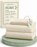 LANE LINEN 100% Organic Cotton Twin XL Sheets Set, 3-Piece Pure Organic Cotton Percale Sheets, Cotton Bedsheets, Ultra Soft Bedding Sheets, Breathable, Fits Mattress Upto 15" Deep - Natural