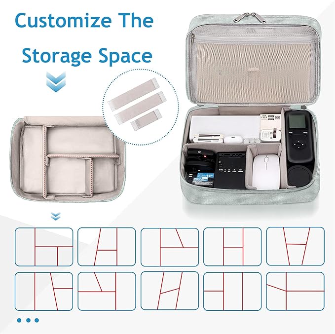 OliviaLiving Electronics Travel Organizer, Double Layer Cable Organizer Bag Waterproof Electronics Accessories Storage Bag for Charger, Phone, Power Bank, Hard Drive, Cord, Tablet