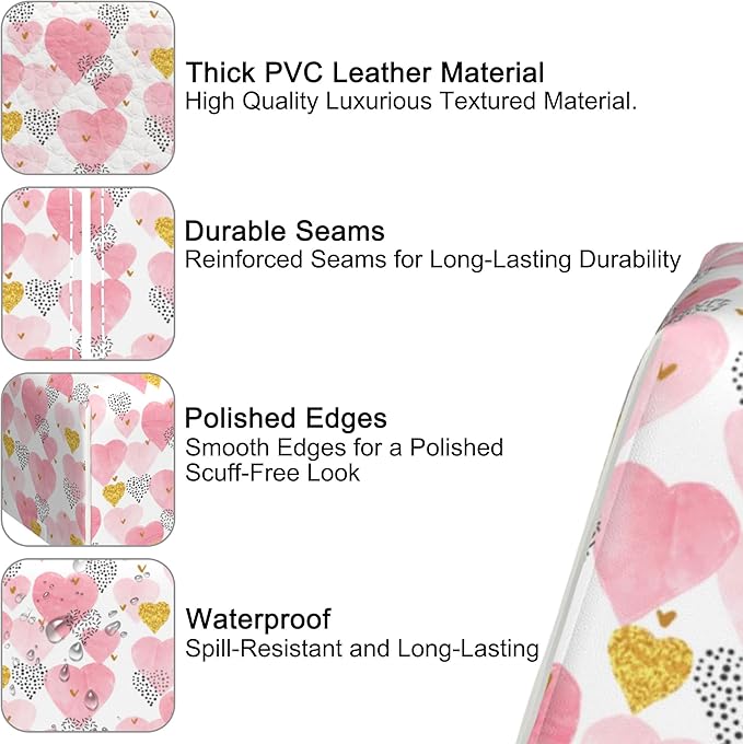 Romantic Hearts Tissue Box Cover,PU Leather Tissue Box Holder Square,Modern Home Decoration for Bathroom Living Room Kitchen Office Car,5.2"×5.2"×5.2"