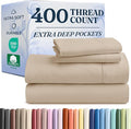Extra Deep Pockets 400 Thread Count 100% Cotton 4 Piece Queen Size Bedding Sheet Set - Breathable & Cooling - Hotel Luxury Bed Sheets Set - Extra Soft, Wrinkle Free & Comfy Cream Bedding Sheets Set