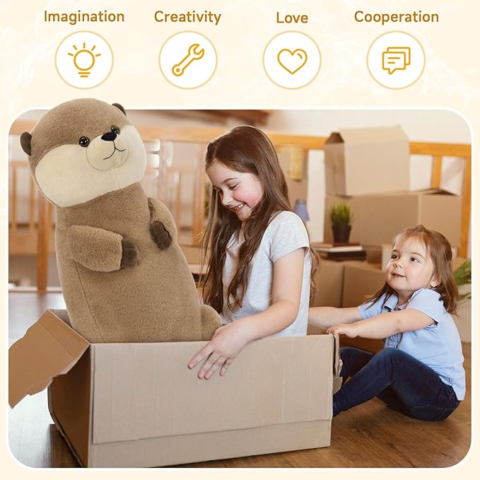 Tezituor 39 inch Giant Otter Stuffed Animal, 3ft Long Otter Plush Body Pillow for Sleeping, Hugging Soft Stuffed Ocean Otter Plush Birthday Party Gift for Kids Girlfriend