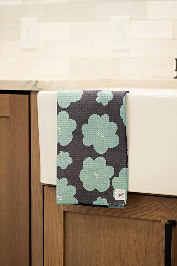 Desert Aqua 2 Pack Double Sided || Not Your Ordinary Kitchen Towels || Dish Towels || Quick Dry|| Waffle Weave Microfiber || Highly Absorbent || Hanging Hook (Turquoise)