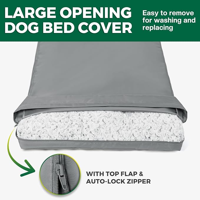 Waterproof Dog Bed Cover Replacement Washable, Easy to Clean, Pet Hair Resistant, Heavy Duty Oxford, Zipper Closure, Indoor/Outdoor Use, Fits 48 Inch Dog Crate - Extra Large XL - 47"x 29"x 4" - Grey