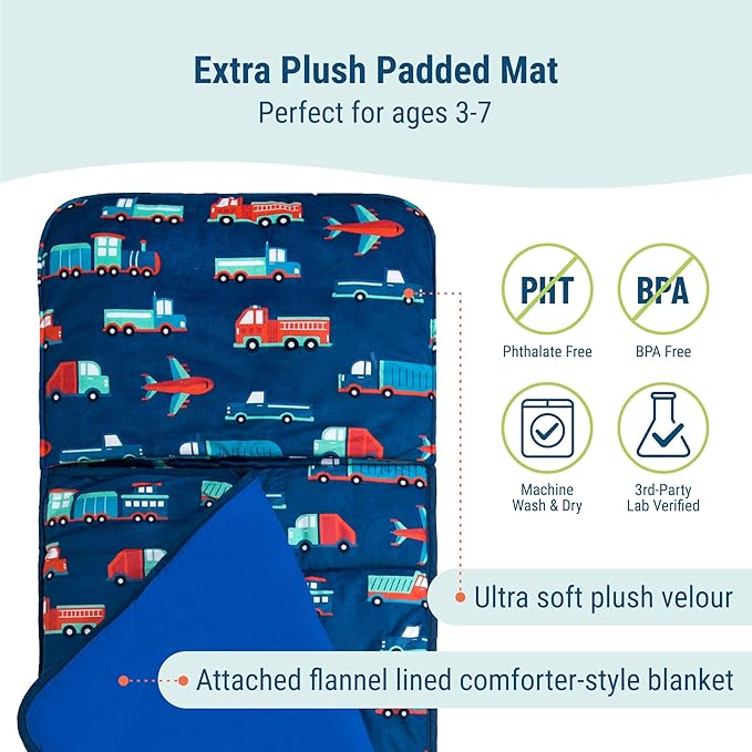 Wildkin Kids Plush Nap Mat – Soft, Cozy, Convenient for Daycare & Preschool