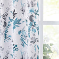MYSKY HOME Floral Blackout Curtains for Kitchen Room Darkening Thermal Insulated Panels 54 Inch Long Light Blocking Grommet Rustic Curtains for Dormer Window, 2 Panels, Turquoise
