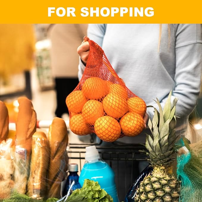 400 Pcs Reusable Mesh Produce Bags, Onion Fruits Net Bags and Seafood Boil Bag for Crab Clam Crawfish, Mesh Storage Bag for Grocery Shopping Storage of Fruits Vegetable Seafood Garden Produce,3 Sizes