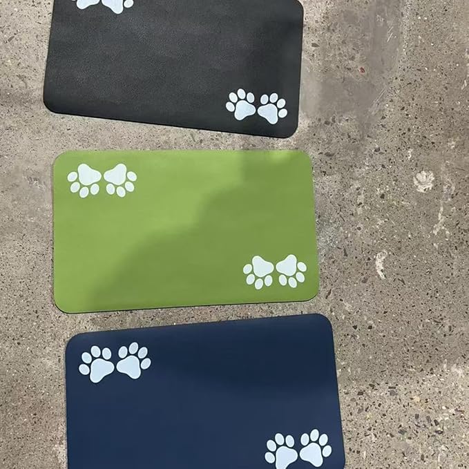 Pet Feeding Mat-Absorbent Pet Placemat for Food and Water Bowl, with Waterproof Rubber Backing, Quick Dry Water Dispenser Mat for Dog and Cat (20"x12", Lime Green)
