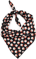 THE WORTHY DOG Classic Tie-On Dog Bandana – Soft Cotton Flannel Square Pet Bandana, Santa Pattern, Black, Small