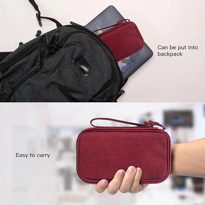 CAAORDKSO Electronic Cord Organizer Travel Case, Travel Cable Organizer Bag, Waterproof Electronic Accessories Carry Pouch for Cable, Cord, USB, Charger, Phone, Power Bank, Earphone (Wine Red, Medium)