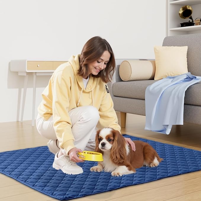 Smiry Waterproof Dog Bed Cover Blanket, Soft Reversible Pet Blanket, Washable Leakproof Cats Dogs Couch Cover for Sofa, Couch, Furniture, Plaid (82x82 Inch, Navy/Blue)