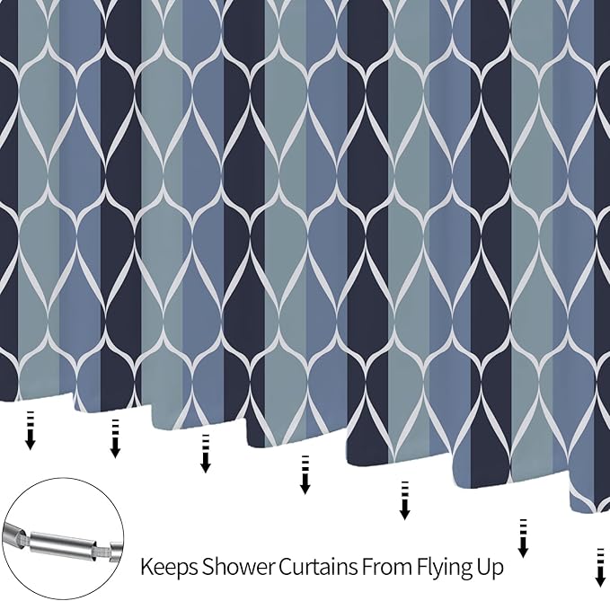 MCCKTIU Blue Shower Curtain Modern Bathroom Shower Curtain Waterproof Fabric Machine Washable Shower Curtain Set 72 x 72 Inches