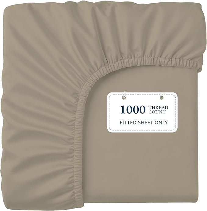 Lane Linen 100% Egyptian Cotton Twin XL Size Fitted Sheet Only (39"x81" + 15") - Elegant Sateen Weave, Ultra Soft, Breathable, Highly Durable, Deep Pockets Upto 17" - Linen